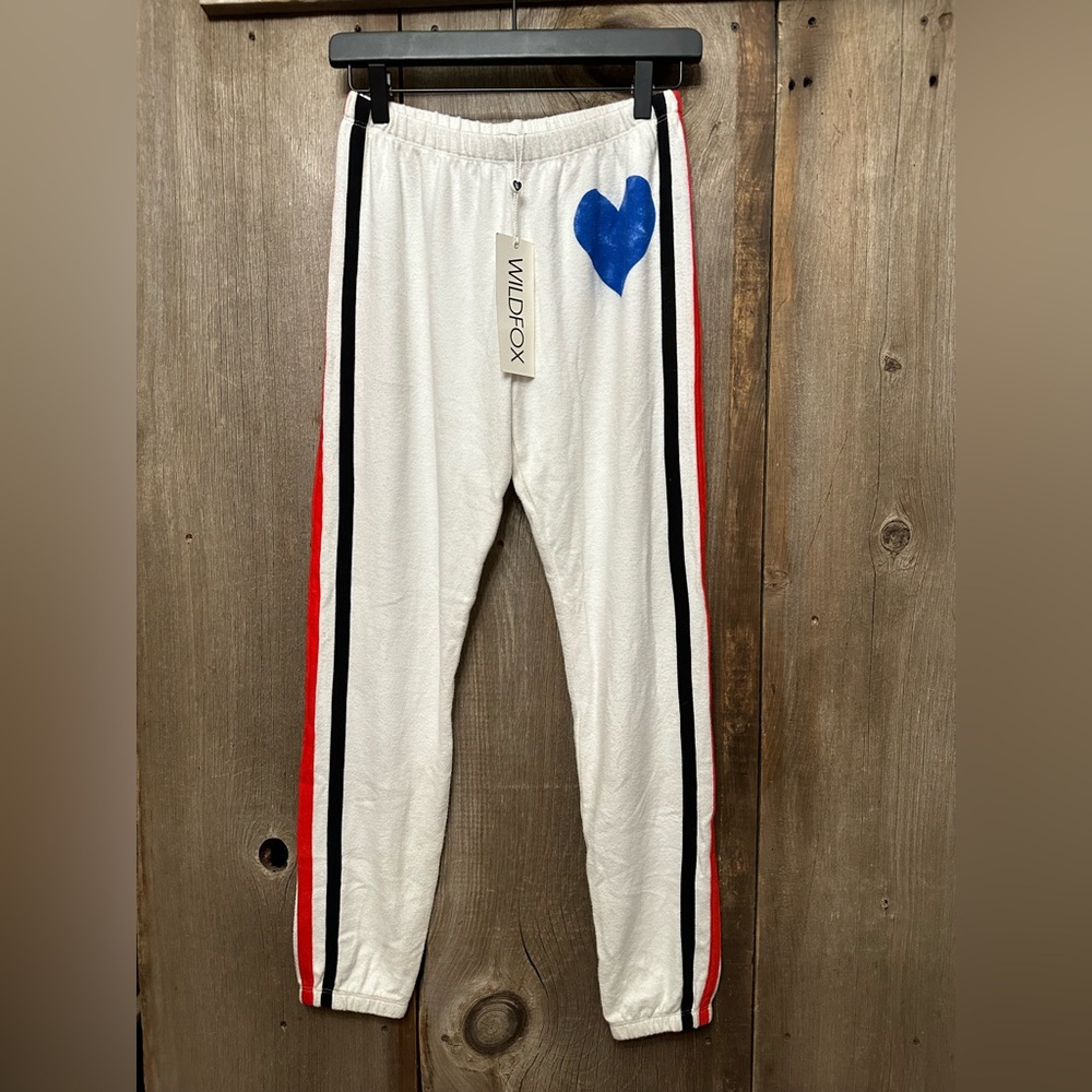 Wildfox Classic Heart Bottom Knox Pants Vintage Varsity Clean White Size Small